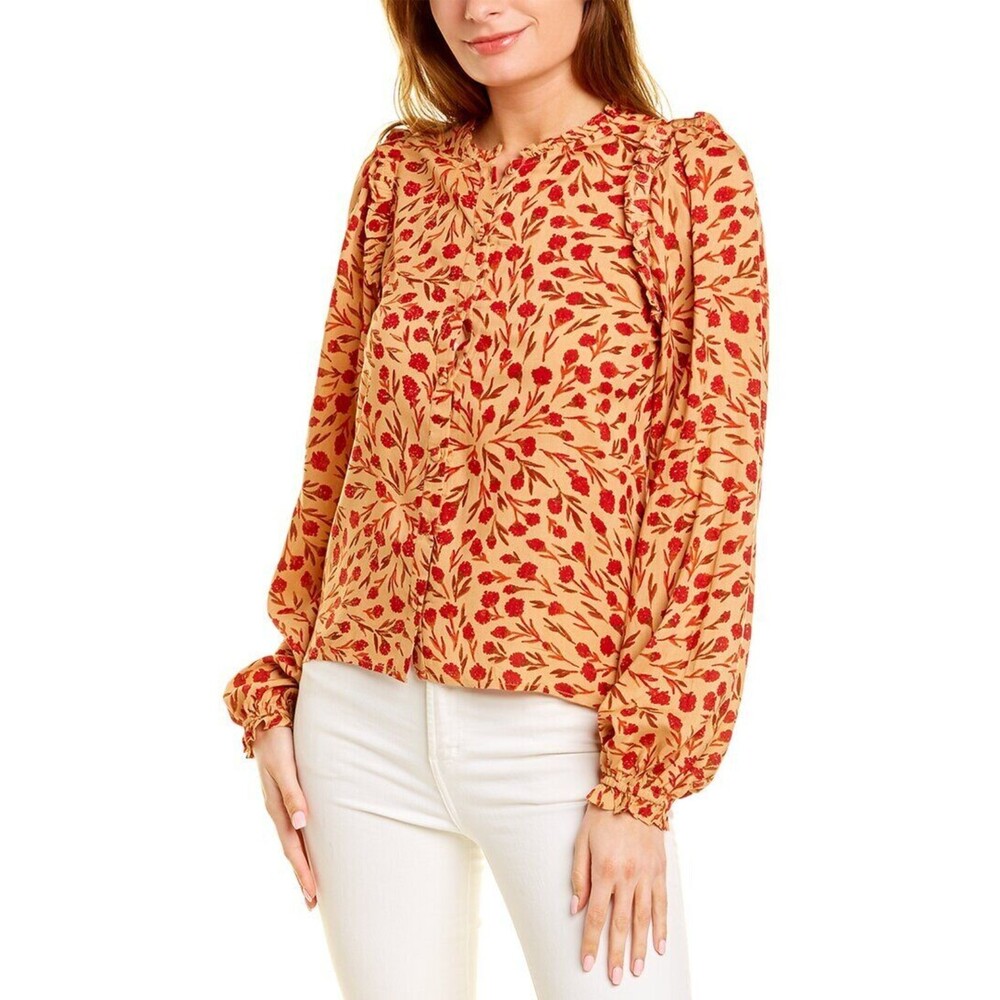 XIX Palms Toledo Ruffle Floral Long Sleeve Blouse size XS